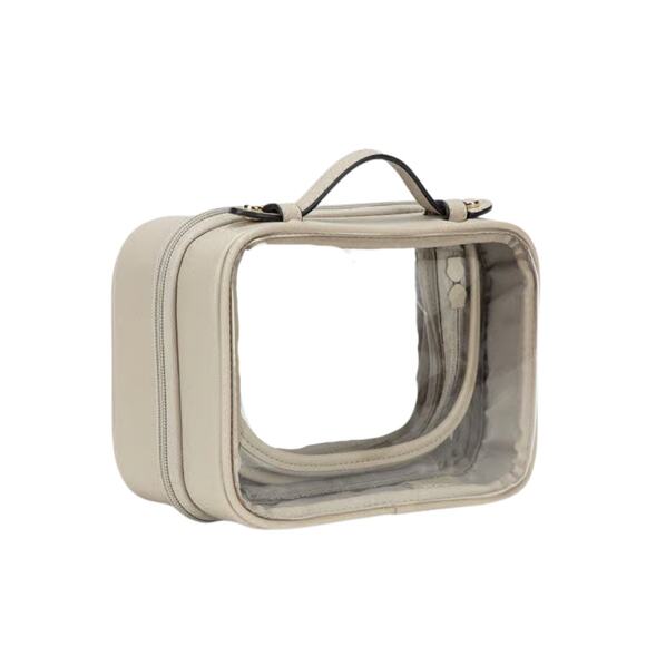 New CALPAK Mini Clear Cosmetics Case Stone with dust bag 8" x 6" x 4" - Picture 3 of 5